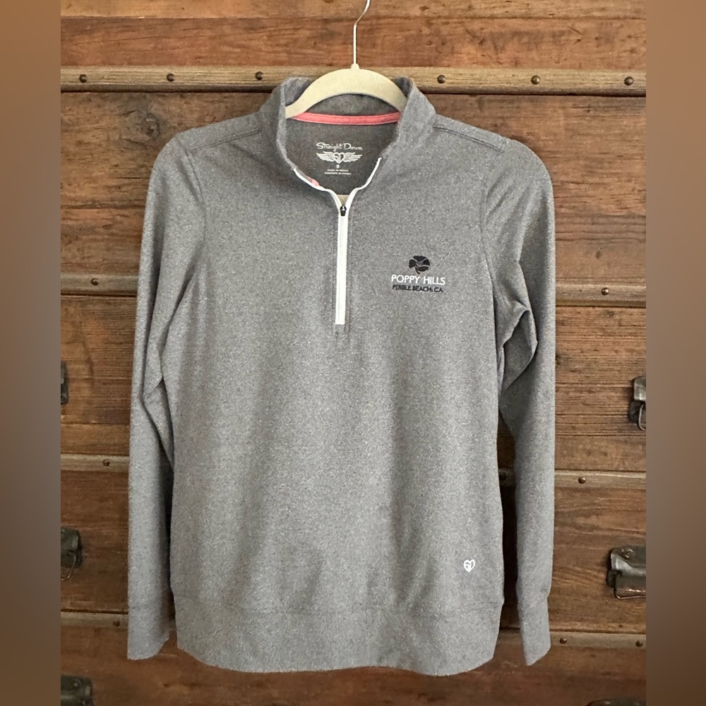 Straight Down Light Heather Gray quarter zip Pullover.  Super Soft Mayerial